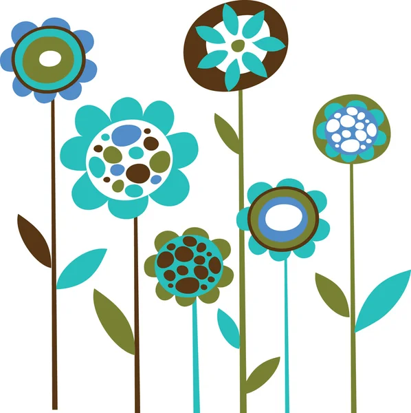 Grunge flores azuis — Vetor de Stock