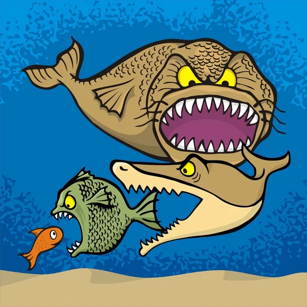 Los peces grandes comen pequeños — Archivo Imágenes Vectoriales