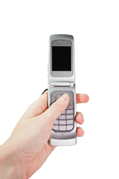 Mobil telefoon in de hand — Stockfoto