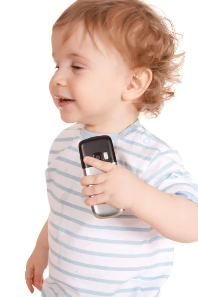 Liten pojke som pratar i telefon — Stockfoto