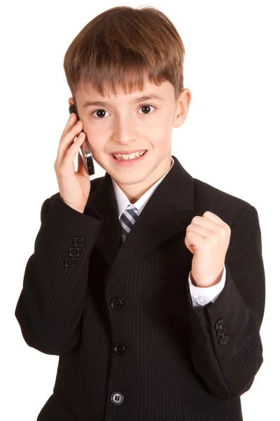 Băiat mic cu un telefon mobil — Fotografie, imagine de stoc