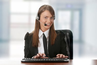 Young beautiful customer service operator girl i clipart