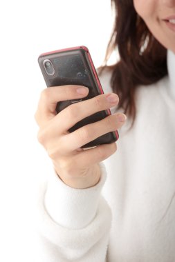 Woman send SMS clipart