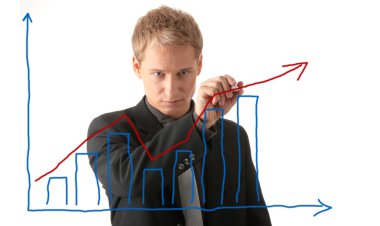 Business man drawing a plan clipart