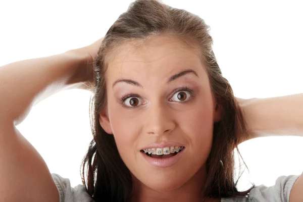 Young woman shocked — Stock Photo, Image