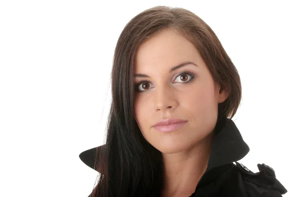 Fashion model in black coat — Stock Photo, Image