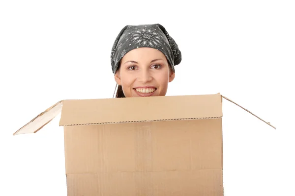 Wanita dengan kotak — Stok Foto