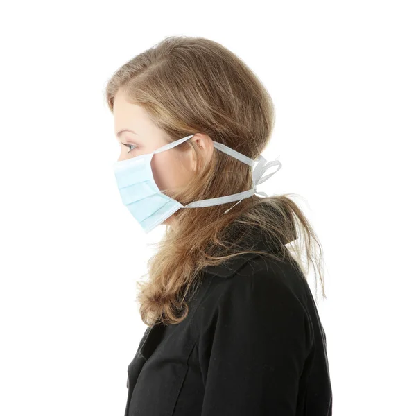 Модель носити маску, щоб запобігти свинячий грип в — стокове фото