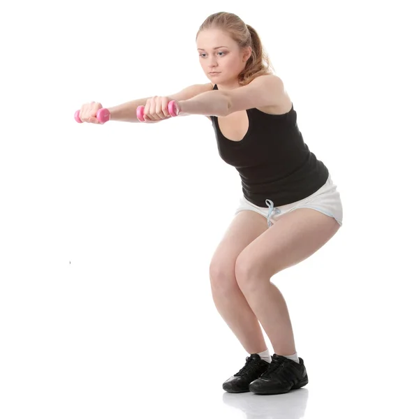 Bela jovem loira exercitando — Fotografia de Stock