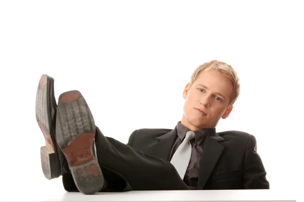 Businessman sitting at desk, — Stock Photo, Image