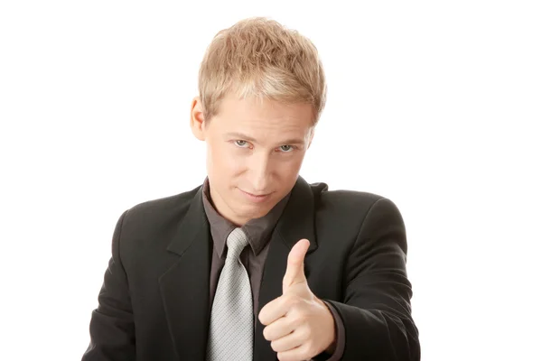 Young business man going thumb up — Stock Photo, Image