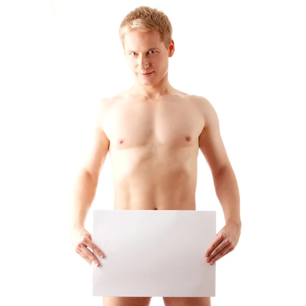 Uomo nudo che copre — Foto Stock