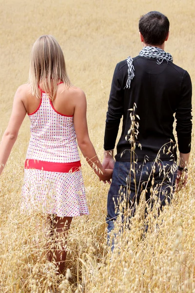 Couple in grain field — Stock Photo, Image
