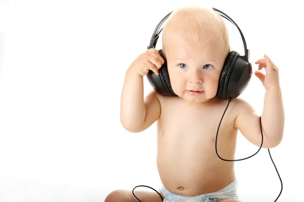 Smiling baby with headphone — Stock Photo, Image