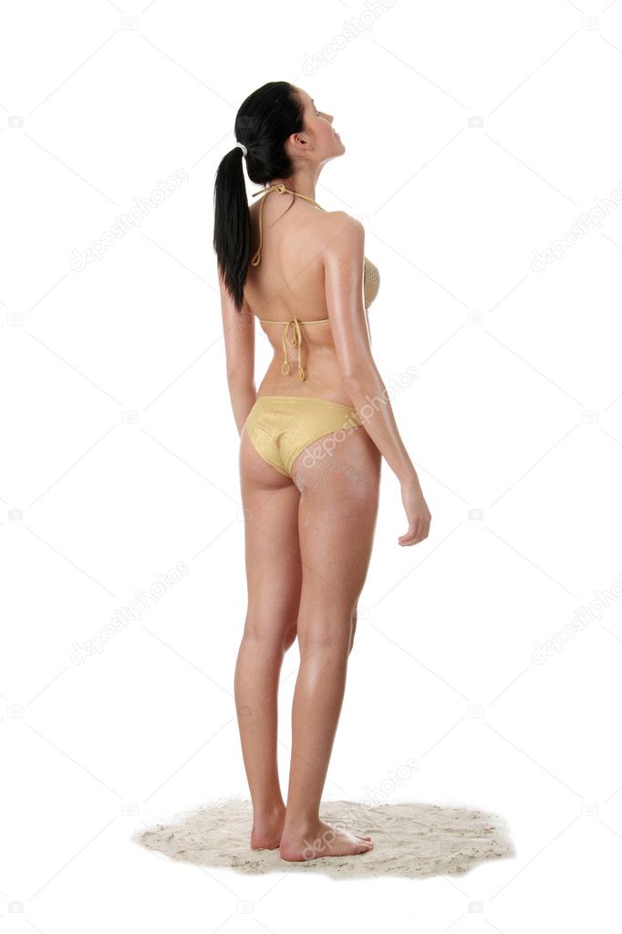 Young caucasian woman in bikini