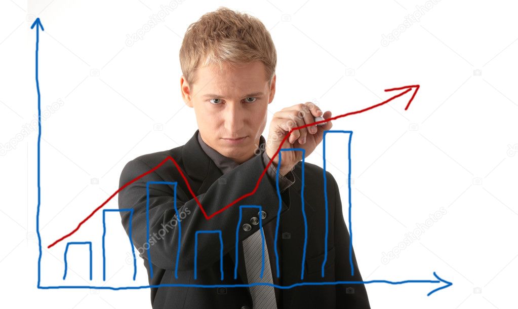 Business man drawing a plan