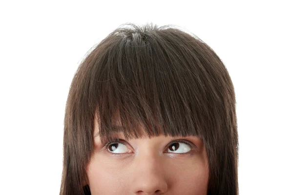 Girl with her eyes looking away left — Stock Photo, Image