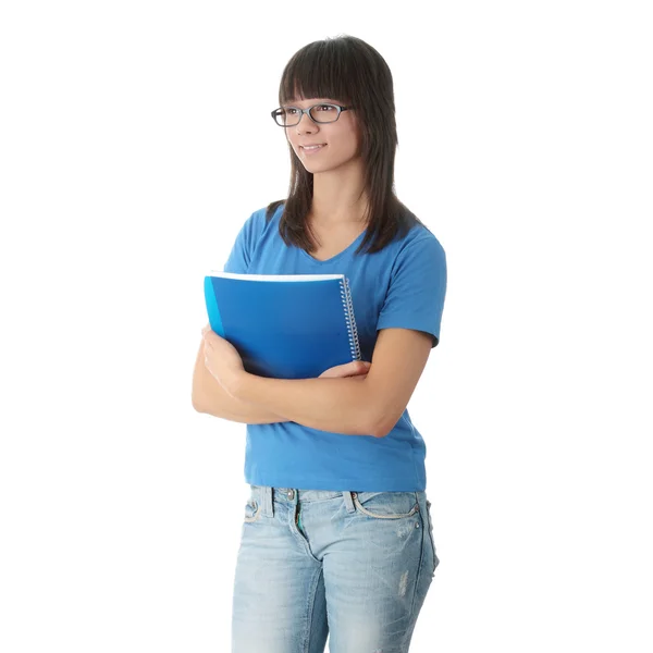 Tonåring student tjej med anteckningsblock — Stockfoto