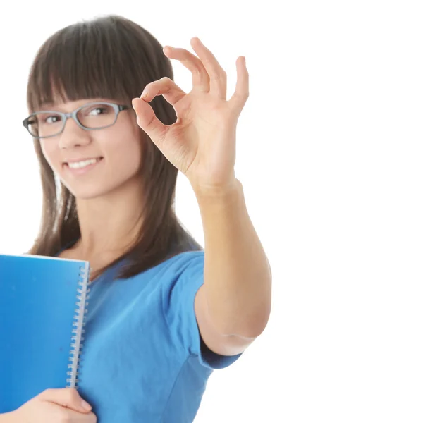 Teen student girl with note pad — Stock Photo, Image