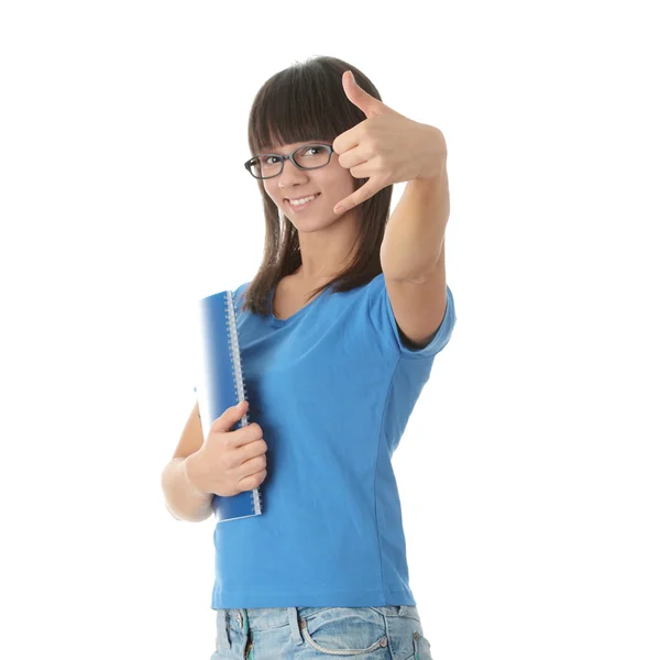 Teen studentka s poznámkovým blokem — Stock fotografie