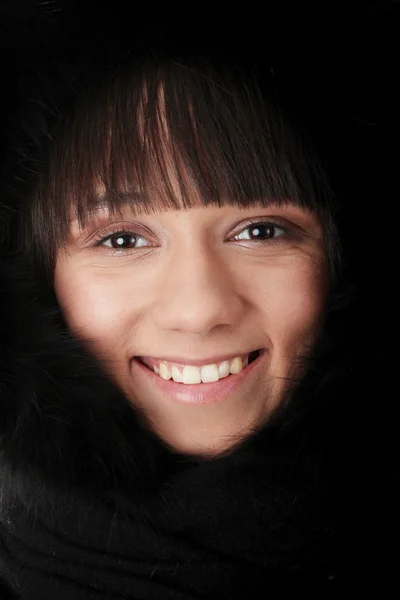 Gyönyörű téli lány portréja — Stock Fotó