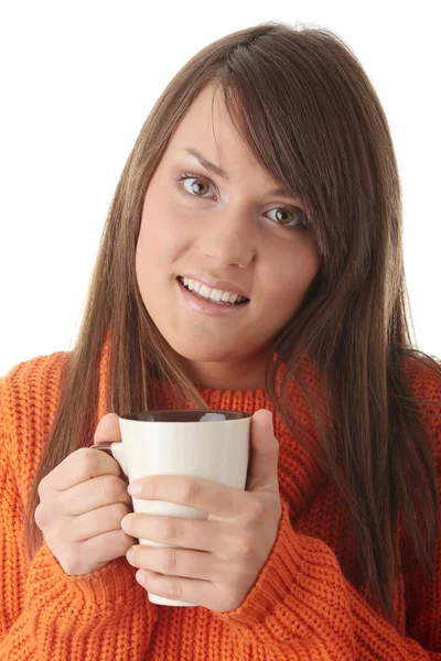 Підліток жінка з чашкою кави — стокове фото