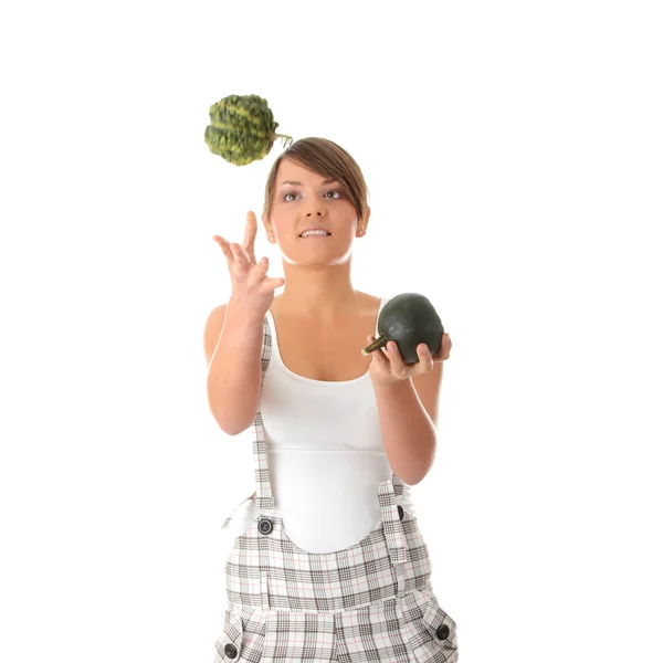 Teen woman juggle — Stock Photo, Image