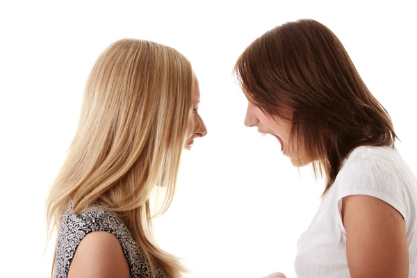 Two angry womans shouting each other — Stock Photo, Image