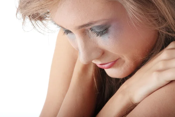 Vrouw in ondergoed huilen - geweld concept — Stockfoto