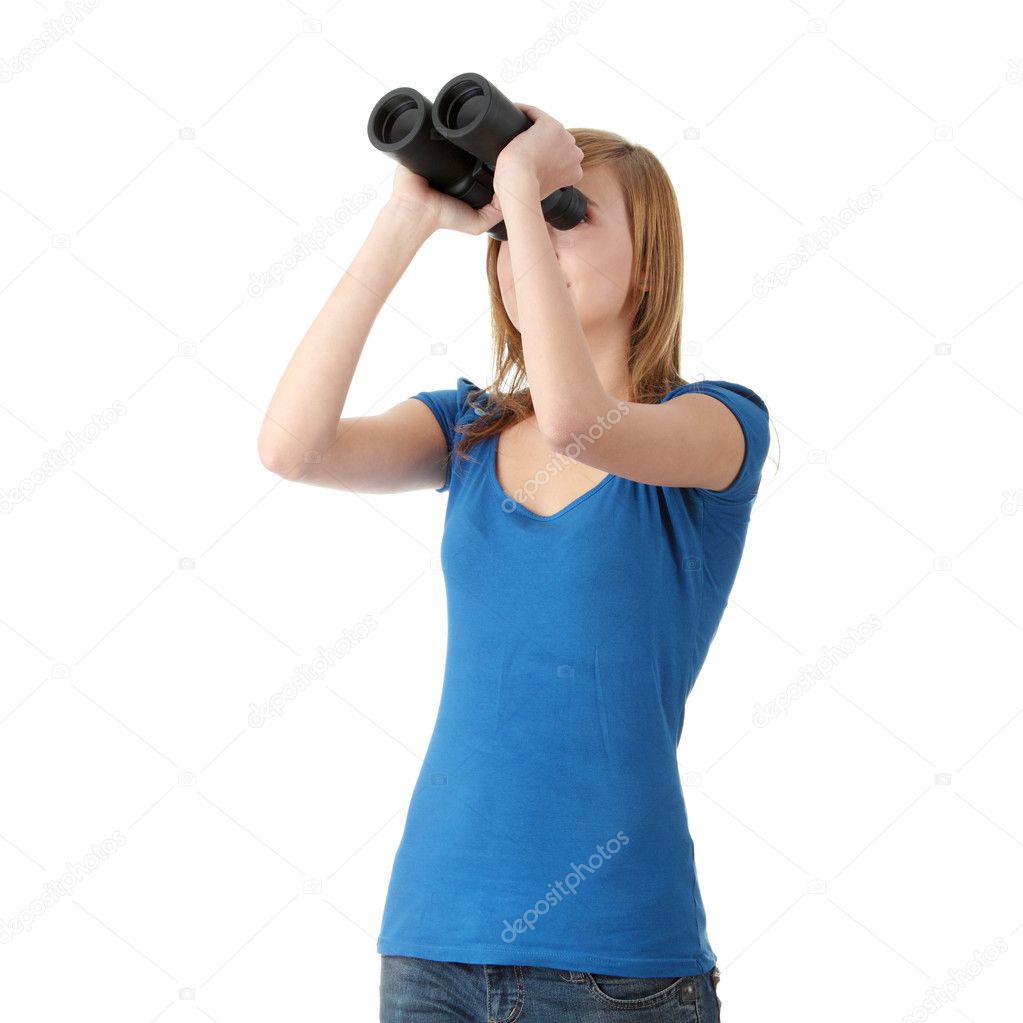 Teen girl with binocular