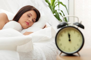 Beautiful Caucasian woman waking up