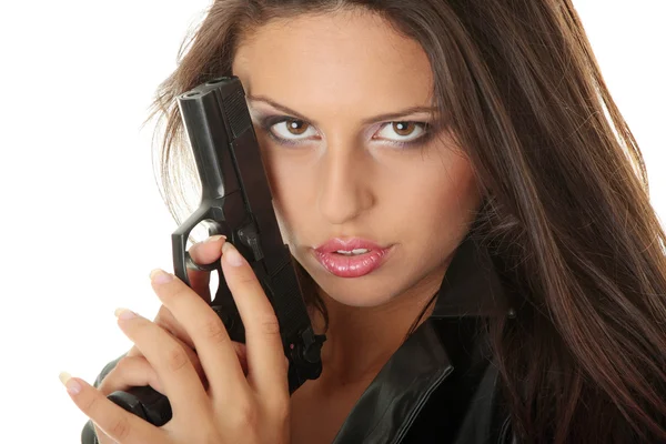 Woman With Handgun — Stock Photo, Image