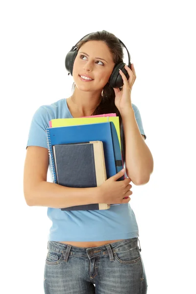 Student girl listening to the music — Stock Photo, Image