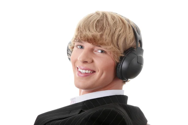 Young businessman relax with music — Stock Photo, Image