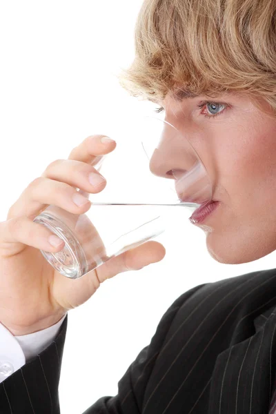 Podnikatel se sklenicí vody — Stock fotografie