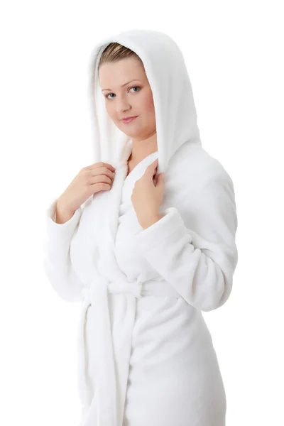 Woman in bathrob — Stock Photo, Image