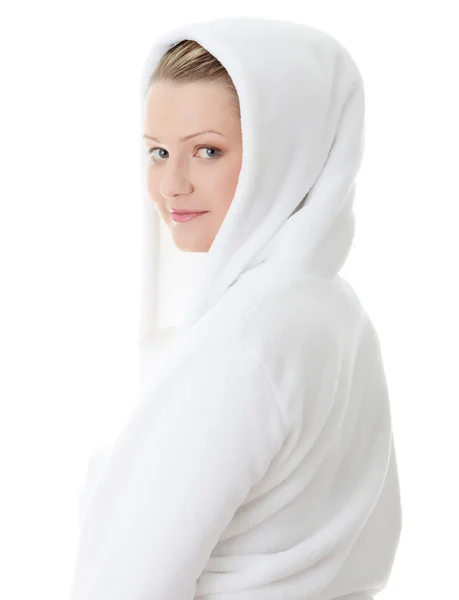 Жінка у bathrob — стокове фото