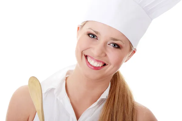 Unga vackra kvinnliga kock — Stockfoto
