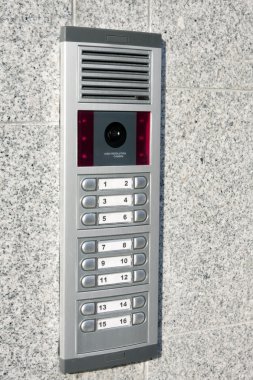 Video intercom in the entry of a house clipart