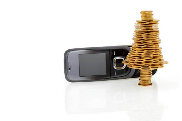 Negócios de ouro, comprar o telefone móvel para o Natal — Fotografia de Stock