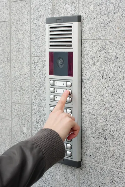 Video intercom in the entry of a house — Stock Photo, Image