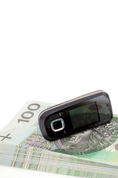 Do a lot of money by mobile phone — Stock Photo, Image