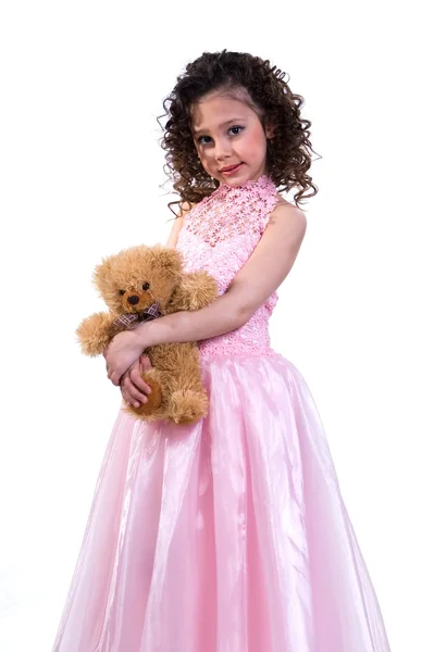 Dziewczyna w pięknej sukience różowy Obraz Stockowy