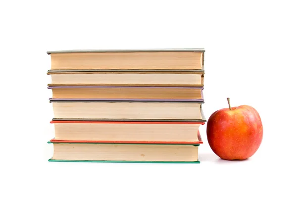 Elma ve kitaplar — Stok fotoğraf