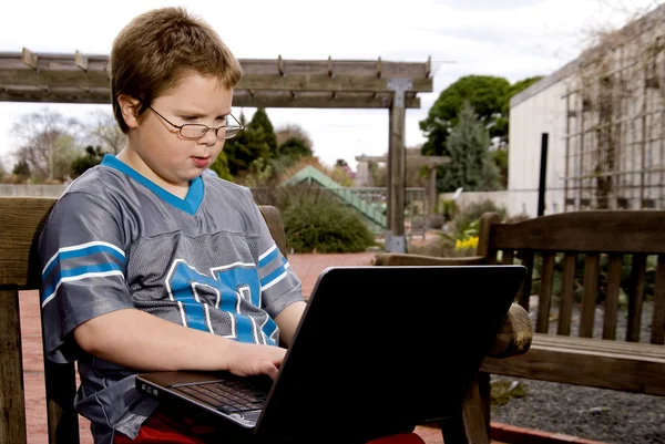 Boy Using a Computer — Stock Photo, Image