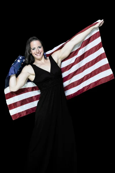 Vrouw in een vlag gewikkeld Rechtenvrije Stockfoto's