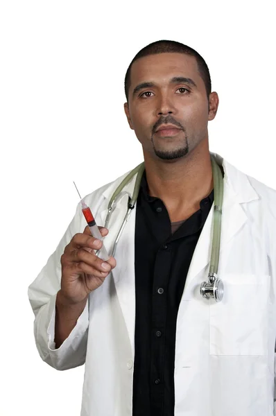 Médico segurando seringa — Fotografia de Stock