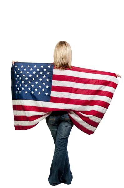Vrouw met een vlag — Stockfoto