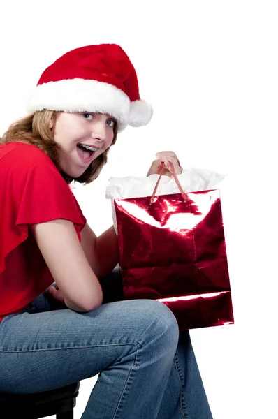 Adolescente menina compras de Natal — Fotografia de Stock