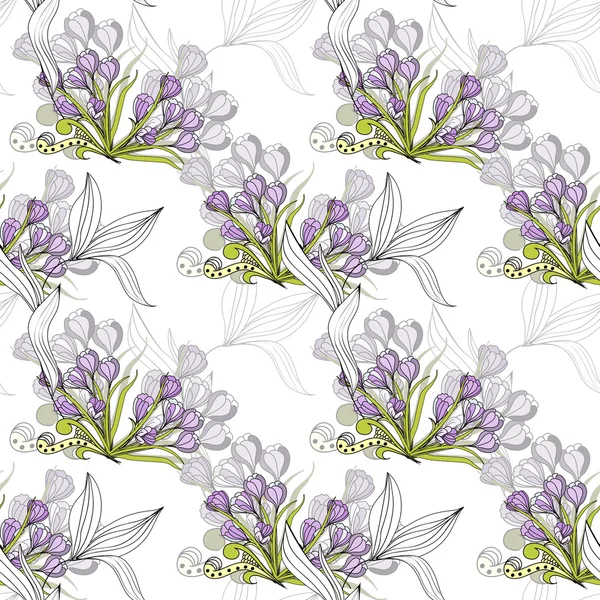 紫色の花とのシームレスな壁紙 — ストックベクタ
